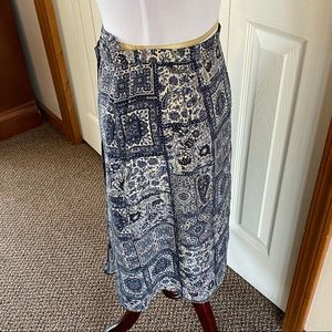 Indigo Silk Paisley Wrap Around Skirt~ EUC!